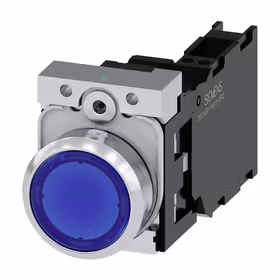 西门子 发光按钮,22mm,圆形,金属,高光,蓝色,按钮,平,键控式,1NO+1NC,AC230V,弹簧型接口；3SU11560AB503FA0