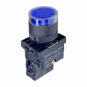 正泰 带灯平钮,蓝色 塑料头；NP2-EW3661 24V LED