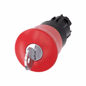 西门子 蘑菇头急停按钮,22mm,塑料,红色,40mm,带RONIS锁,锁闭编号SB30,强制锁定,钥匙解锁；3SU10001HF200AA0