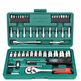 绿林（GREENER）49件六角套筒扳手套装工具家用汽修车工具套装棘轮扳手工具箱全套