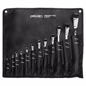 得力 镜面双梅花扳手套装   5.5-32MM；DL150012T