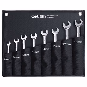 得力 镜面两用棘轮快扳布包套装   8-18MM；DL140008T