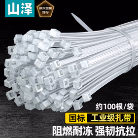 山泽 自锁式尼龙扎带 小号国标2.5*200mm 电脑装机 园艺 理线束线捆扎绑带 白 100根/包 ZD-40