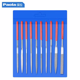 保拉(Paola) 金刚石锉刀10件套3*140mm 钢挫圆挫扁挫半圆锉方形挫三角锉 金属模型木工打磨工具组套2255