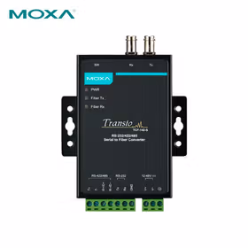 Moxa RS-232/422/485转单模光纤转换器，支持光纤环模式和ST连接头；TCF-142-S-ST
