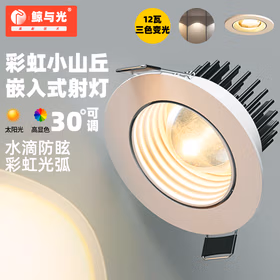 鲸与光 小山丘射灯 嵌入式 网红 led天花灯 防眩光 客厅 洗墙灯 全白-彩虹射灯-三色光 12w(开孔7-8cm,高5cm)