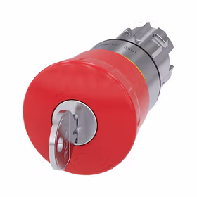 西门子 蘑菇头急停按钮,22mm,金属,高光,红色,40mm,带RONIS锁,锁闭编号455,强制锁定,钥匙解锁；3SU10501HG200AA0