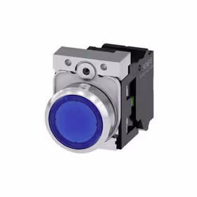 西门子 发光按钮,22mm,圆形,金属,高光,蓝色,按钮,平,键控式,1S,AC230V,弹簧型端子连接,带激光标记；3SU11560AB503BA0ZY12