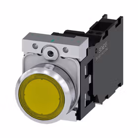 西门子 发光按钮,22mm,圆形,金属,高光,黄色,按钮,平,键控式,1NO+1NC,AC230V,弹簧型接口；3SU11560AB303FA0