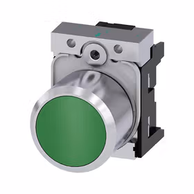 西门子 按钮,紧凑,带加长的集线器(12mm),22mm,金属,绿色,按钮,平,键控式,带有支架；3SU12500EB400AA0