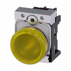西门子 指示灯,22mm,圆形,金属,高光,黄色,透镜,平滑,带支架,集成式LED,AC110V,螺栓型端子连接；3SU11536AA301AA0