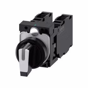 西门子 转换开关,22mm,塑料,白色,旋钮开关,短柄,3个开关位置,锁定,2x1NO+1NC,螺栓型端子连接,带激光标记；3SU11002BL601LA0ZY19