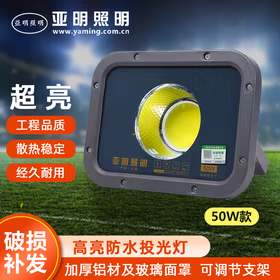 亚明照明 LED投光灯聚光灯大功率射灯防水工地球场照明灯泛光灯 高亮款50W