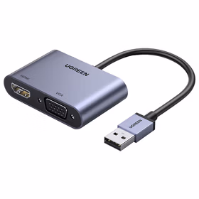 绿联UGREEN USB3.0转HDMI/VGA转换器 20518 深空灰 台