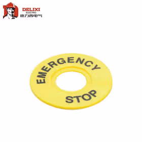 德力西电气 按钮开关附件；LAY5s-BE70 黄底 EMERGENCY STOP (圆形刻度盘)