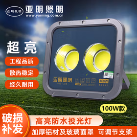 亚明照明LED投光灯聚光灯大功率射灯防水工地球场照明灯泛光灯 高亮款100W
