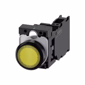 西门子 发光按钮,22mm,圆形,塑料,黄色,按钮,平,键控式,1NO+1NC,AC230V,弹簧型端子连接,带激光标记；3SU11060AB303FA0ZY10