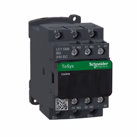 施耐德电气 进口TeSys D系列三极交流接触器,直流线圈,9A,24VDC；LC1D09BD