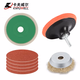 卡夫威尔除锈打磨抛光羊毛盘自粘砂纸片钢丝轮 角磨机配件汽车美容 YM4202