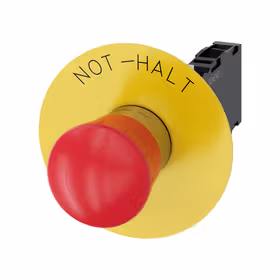 西门子 蘑菇头急停按钮,22mm,金属,高光,红色,40mm,强制锁定,旋转解锁机制,带黄色名称牌支架,标记：急停,1NO+1NC,螺栓型端子连接,；3SU11501HB201FH0