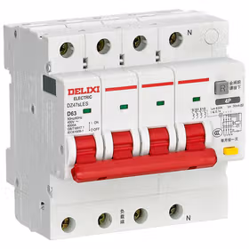 德力西电气 小型漏电保护断路器 DZ47sLES 上进线 4P C型 50A A型；DZ47SLES4C50A