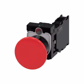 西门子 蘑菇头推拉开关,22mm,塑料,红色,40mm,锁定,拉动释放机构,1NO+1NC,弹簧型端子连接,带激光标记；3SU11001BA203FA0ZY19
