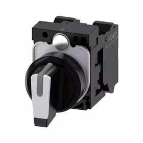 西门子 转换开关,22mm,圆形,塑料,白色,旋钮开关,短柄,3个开关位置,键控式,1S,1S,弹簧型端子连接,带激光标记；3SU11002BM603NA0ZY12