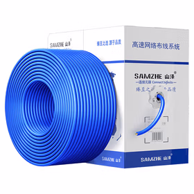 山泽(SAMZHE) 【工程版0.56无氧铜线芯】六类千兆非屏蔽网线箱线 蓝色；SZ-T6305 305米/箱