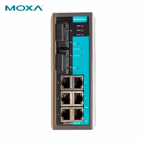 Moxa 8口管理型百兆工业以太网交换机含两个单模光口；EDS-408A-SS-SC