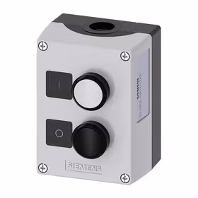 西门子 按钮盒,外壳塑料,顶端灰色,2个塑料指令点,用于安装标牌的凹陷处,B=白色按钮,标牌：I,1S,A=黑色按钮,标牌：O1NC；3SU18020AC002AB1