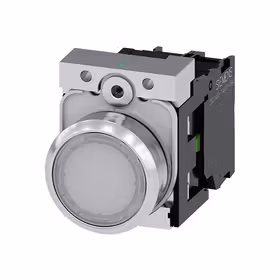 西门子 发光按钮,22mm,圆形,金属,高光,白色,按钮,平,键控式,1S,AC/DC24V,螺栓型端子连接,带激光标记；3SU11520AB601BA0ZY15