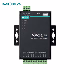 Moxa 2口RS-422/485串口设备联网服务器，0 ~ 55 &deg;C工作温度；NPort 5232