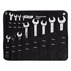 得力 镜面双开口扳手套装布包铬钒钢   5.5-32MM；DL0312