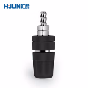 汇君 M4螺杆黄铜接线柱4mm香蕉插座24A大电流接地柱 黑色10个