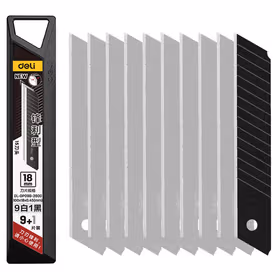 得力 锋利型美工刀片(黄)规格：18mm厚度：0.45mm9白1黑最小销售单位件(2800片)；DL-DP09B-2800