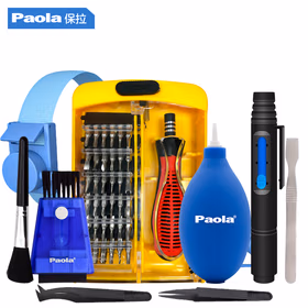保拉（Paola）电子设备清洁拆机螺丝刀套装 镊子撬棒 手环 吹尘球键盘刷 相机镜头清洁笔8232