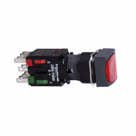 施耐德电气 方形红色(LED12～24V) 1NC 16mm 带灯按钮；XB6CW4B2B