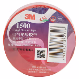 3M 1500电气绝缘胶带,红 18MM*10M,10卷/筒；1500红