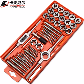 卡夫威尔 丝锥板牙套装 手动丝攻扳手 螺纹修复板牙绞手 反丝组套 40件套 H9021A