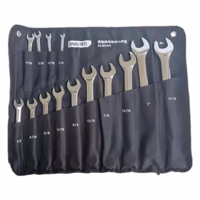得力 镜面两用扳手套装布包铬钒钢   1/4-17/16寸；DL0114A