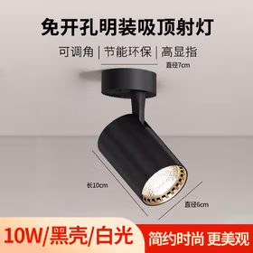 莞安 led免开孔吊顶式射灯服装店酒店展厅明装可调角度轨道灯聚光射灯京仓发货 10w 白光