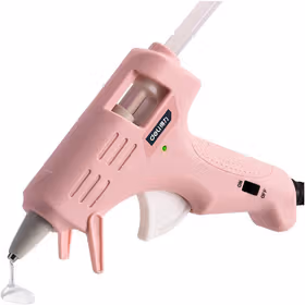 得力 儿童款热熔胶枪套装20W粉(带10支胶棒)；DL390022（新旧交替，随机发货）