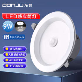 东君 LED人体感应筒灯 6寸 开孔155mm DJ-05G 9W 白光 两只装