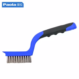 保拉(Paola) 不锈钢钢丝刷185mm 工业铁丝刷5列*11行 长柄文玩打磨刷 清洁刷 除锈去污钢刷工具5884