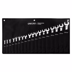 得力 镜面两用扳手套装   6-24MM；DL130018T