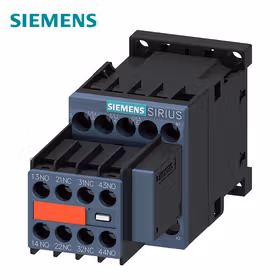 西门子 功率接触器,9A,4kW,2NO+2NC,AC110V,50Hz120VAC,60Hz,插接有可变电阻,3极,尺寸S00螺栓型端子连接辅助开关不可分；3RT20161CK643MA0