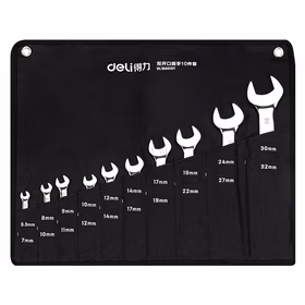 得力 镜面双开口扳手套装   5.5-32MM；DL160010T