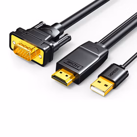 绿联UGREEN hdmi转vga高清转换器电视显示器转接头电脑连接投影仪转接线 30449 圆线 1.5m