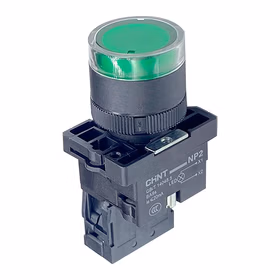 正泰 带灯平钮,绿色 塑料头；NP2-EW3361 24V LED