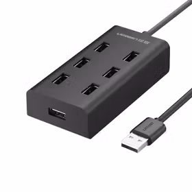 绿联(UGREEN) USB2.0 7口分线器黑色1米彩盒包装；30374